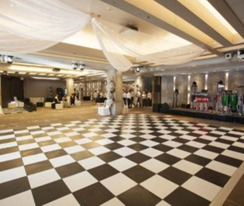 interlocking black and white dance floor